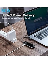 Baseus 5 puertos USB C Hub, 5 en 1 tipo C Hub adaptador con 4 puertos USB 3.0, rápido puerto de carga de entrega, compatible con MacBook Pro Air (2018), Galaxy S10 S9 y más dispositivos USB C