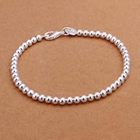 Yaoyodd19 Women Silver Plated Fashion Jewelry Charms 4mm Beads Bracelet Bangle Xmas Gift