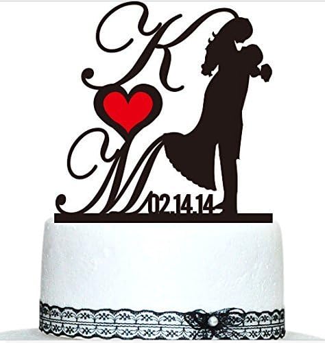Buythrow Custom Cake Topper wedding Cake Toopers Personalized Initial Cake Toppers Bride and Groom Wedding Cake Toppers and Custom Wedding Date