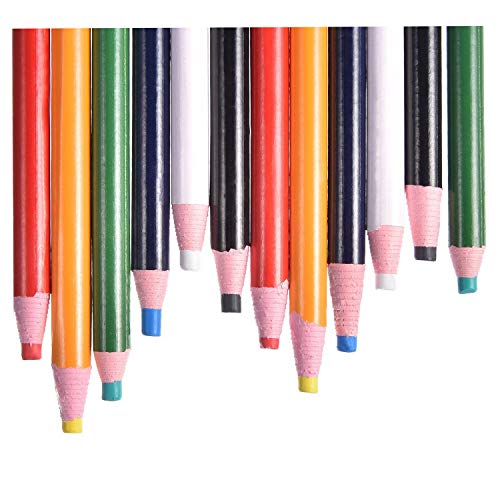 12-Pack Fabric Mark Chalk Pencil, Tailor's Chalk for Quilting, Dressmaking and Sewing Marking and Tracing Tools, 6 Color