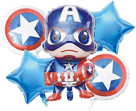 Party Propz 5 Pcs Marvel Avengers Foil Balloon Bundle - Avengers Foil Balloon Bouquet - Happy Birthday Foil Balloon Decorations for Boys