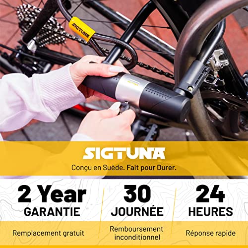 SIGTUNA Bicycle Lock with 1.2 m Cable, 16 mm Heavy Duty Bicycle Lock and Bracket, 3 Keys High Security for Road Bike, Folding Bike, Motorcycle (Yellow)