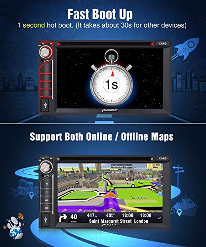 PUMPKIN Android 8.0 Car Stereo Double Din DVD Player 4GB RAM with Navigation, WiFi, Support Android Auto, Fastboot, Backup Camera, USB SD, AUX, 6.2 Inch Touch Screen