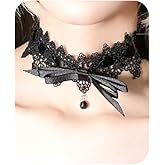 YRlilicc Lace Choker Necklace Steampunk Black Crystal Tassel Choker Necklace Sexy Costume Party