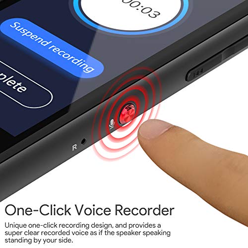 AKAMATE Mp3 Player, Music Player with Bluetooth 5.0, 3.5" Full Touchscreen, 8GB Player with 1080P HD Video, One Click Recording, Built-in Speaker, HiFi Lossless Sound, E-Book, Support up to 128GB