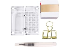 8 Grid Acrylic Miniature Watercolor Painting Palette Kit Pocket Artist Travel Set Portable Box with Brush Sketchbook for Pain