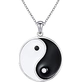 Alphm S925 Sterling Silver Yin Yang Tai Chi Pendant Necklaces for Men Women
