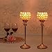 VINCIGANT Silver Crystal Pillar Candle Holders Set of 2,15Inches Tall Coffee Table Decorative Centerpiece for Wedding Halloween Candlelight Dinner Vas