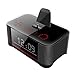 PowMax WW-47 Digital Dual Alarm FM Clock with Radio Bluetooth 4.0 Speaker, Battery Backup, Snooze and Sleep Timer, Large Display, NFC Compatibility, Lightning Dock for Iphone/Ipad/Ipod---Black