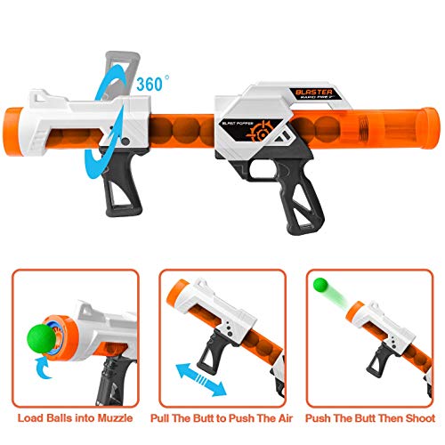 ZacT 2 PCS Power Popper Gun Foam Ball Air Powered Shooter Toy Guns