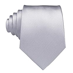 Hi-Tie Mens Silver Tie Set Woven Light Gray Silk
