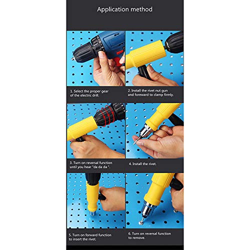 Sonmer Electric Rivet Nut Tool, Cordless Riveting Drill Insert Nut Tool Adapter 2.4mm-4.8mm