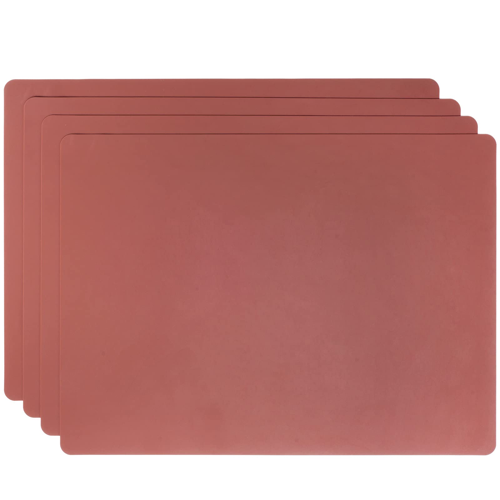 Silicone Placemats for Kids,4pcs Table Mat,Non Slip, Heat Resistant,Dishwasher Safe,40 x 30 cm,Brown — image 1