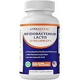 Vitamatic Bifidobacterium lactis - 20 Billion per DR Capsule - 60 Count - Digestive Support - Made with Prebiotic Inulin Fiber