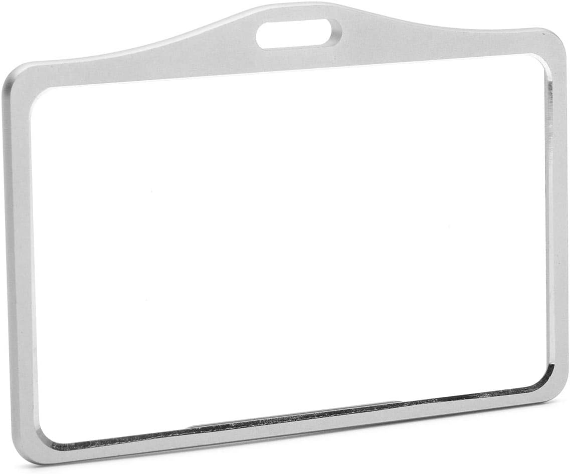 Silver Aluminium Metal ID Card Badge Holders by LanyardsTomorrow Horizontal Landscape Open Faced Dual Identity Pass Protector Holds Two Cards 86mm 54mm cr80 Credit Card Sized Single 1pc - Image 3