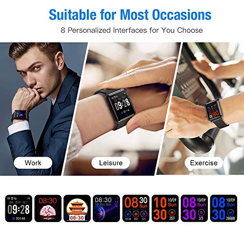 Fitpolo H706 Color Screen Fitness Watch, IP67 Waterproof Smart Activity Tracker with Heart Rate Monitor,Pedometer,Calorie Counter,Sleep Monitor, SMS/SNS Alert(Black&Blue)