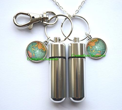 Globe Cremation Necklace and Keychain Locket, Perfume Vial, Ashes Locket, Silver Globe Cremation Locket, Silver Ashes Locket, Memorial Locket