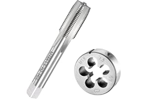 SeonFook Mertic M18 1.5mm Tap and Die Set, High Speed Steel Machine Tap Die Set, Thread Tap And Round Thread Die Right Hand (M18 x 1.5mm)