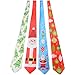 Christmas Ties for Men, Fascigirl 4pcs Novelty Soft Polyester Xmas Printed Neckties for Men Boys Festival Theme Ties Red Blue Snowman Green Christmas Tree Neckties