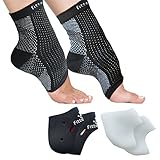 Foot Sleeve, Plantar Fasciitis Silicone Gel Heel Protectors & Arch Support Therapy Wrap For Men & Women - #1 Ultra Comfortable 6 Piece Compression Bundle Kit For Accelerated Recovery (L/XL)
