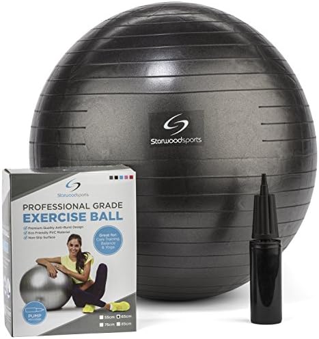 Starwood Sports Exercise Ball – 65 cm or 75 cm Yoga Swiss Ball with Hand Pump – Gym Quality Fitness Ball for Women and Men