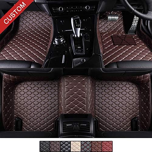 VEVAE Tailored Car Floor Mats for ḄMW X5 E70 5 Seats 2007-2013 Laser Measured Faux Leather, Custom All Weather Full Coverage Waterproof Carpets XPE Car Liner (Coffee)