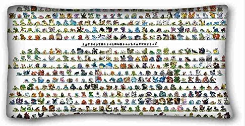 Soft Pillow Case Cover ( Anime Pokemon ) Zippered Body Pillow Case Cover Size 20"X36" suitable for Queen-bed PC-White-31254