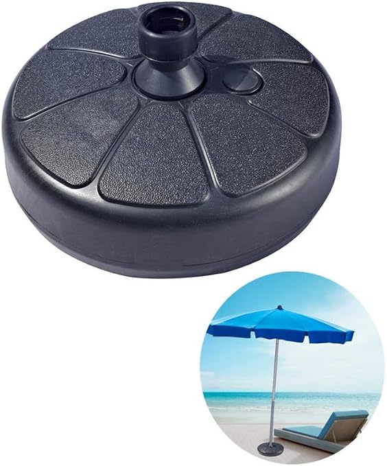 Ipenty Round Parasol Base Heavy Duty Plastic Portable Umbrella Stand Parasol Base Patio With Wheels Water Sand Metal Fillable Stone Plastic Parts Umbrella Holder For 3 5 3 8cm Polepleated Amazon Co Uk Kitchen Home
