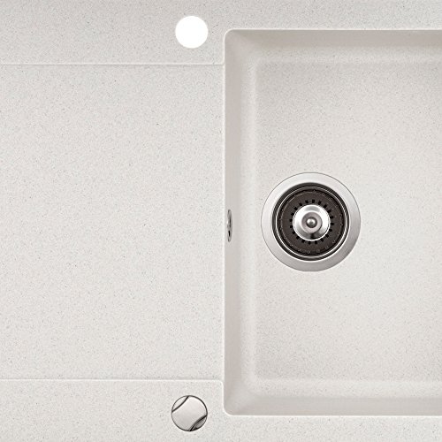 Granit-Kchen-Einbau-Auflage-Sple-eckig-glatte-Ablage-Splbecken-Drehexcenter-Siphon