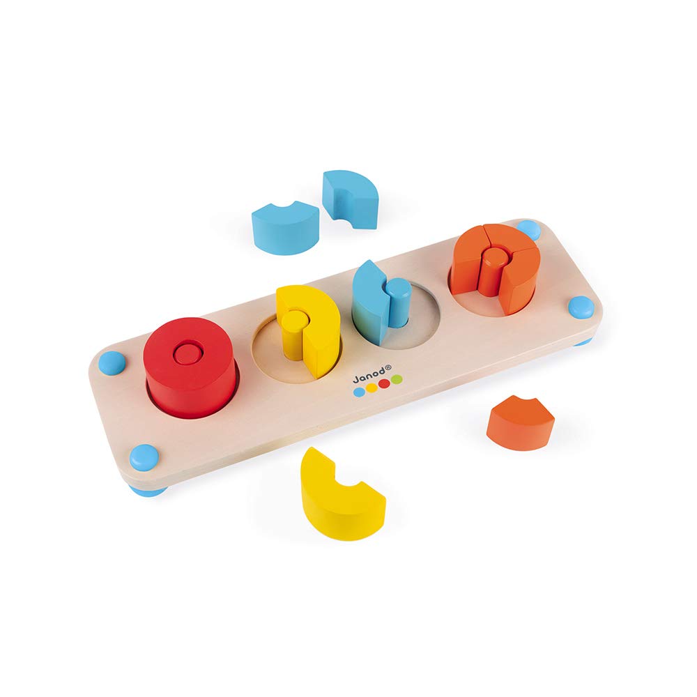 Janod - Essential - Fractions - Wooden Early Learning Educational Game - Teaches Numbers and Mathematics - Water-based Paint - Ages 2 and up. - J05072
