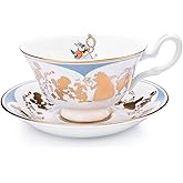 The English Ladies Co Disney Alice in Wonderland White Rabbit Cup and Saucer, Fine Bone China, 7.5 × 15 × 15 cm, Multicolor