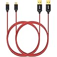 [2-Pack] Anker 6ft / 1.8m Nylon Braided Tangle-Free Micro USB Cable with Gold-Plated Connectors for Android, Samsung, HTC, No