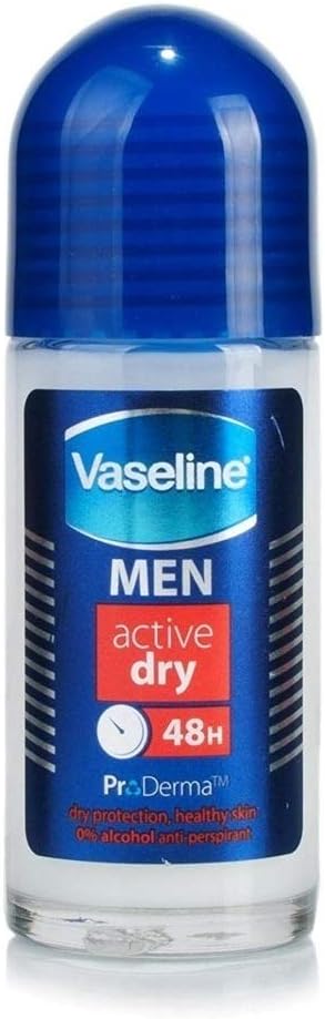 Vaseline Men Active Dry Roll-On Anti-Perspirant Deodorant 50 ml, 50 ml (Pack of 1)