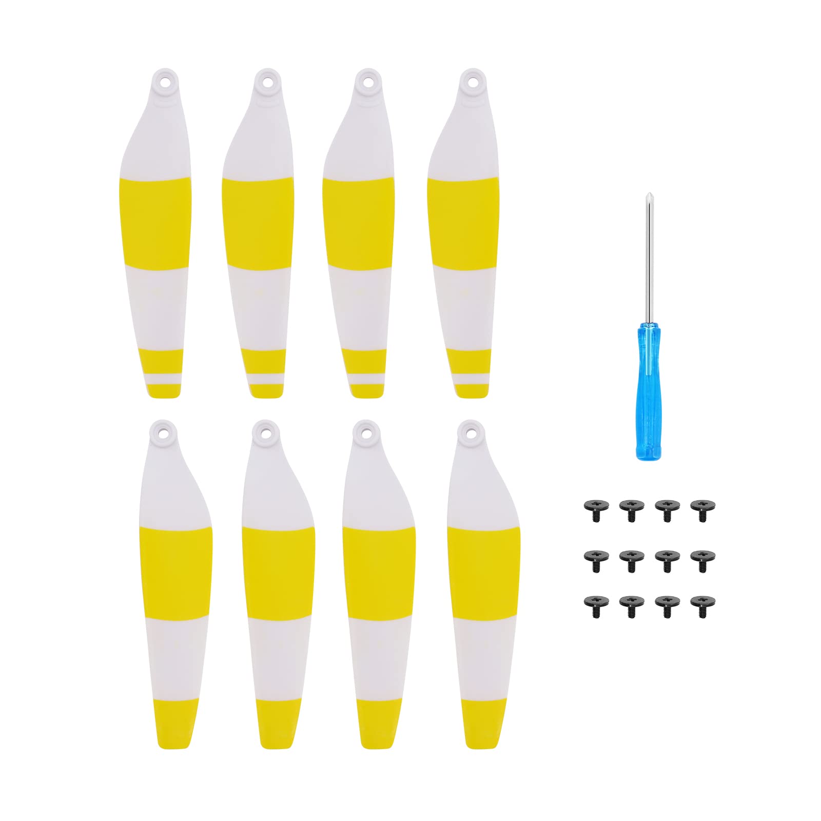 Hensych 8pcs CW CCW 6030F Foldable Low Noise Quiet Flight Wing Fans Propeller Replacement Spare Parts for Mavic Mini 3 Pro Drone,Double-sided Colorful Stripes Propeller Blades(White Yellow)