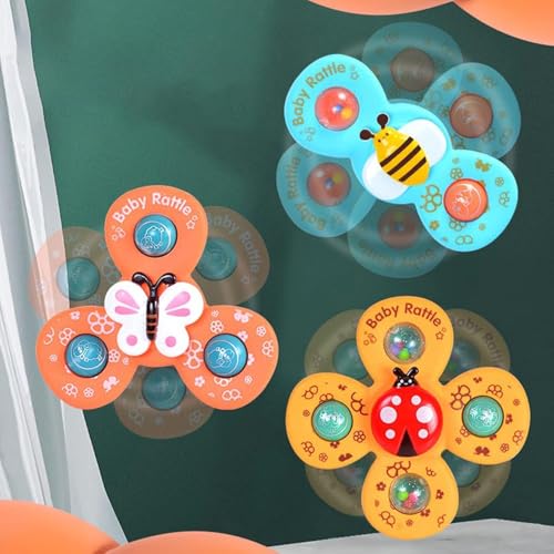 Piões com Ventosas, Conjunto de 3 Peças, Brinquedos Giratórios com Ventosas, Piões Anti-Stress, Brinquedos Sensoriais