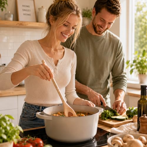 Giftota Housewarming Gifts - New Home Gift with Engraved Wooden Chopping Board, Cotton Kitchen Towel & Cooking Spoon Heart - House Warming, Home & Topping Out Party Gift