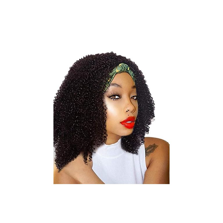 Short Curly Headband Wig For Black Women Short Afro Kinky Curly Head