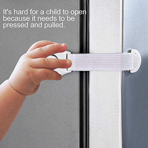 Cabinet Locks Child Safety | 10 Pack Baby Safety Locks | Child Proof Cabinets, Drawers, Appliances, Toilet Seat, Fridge and Oven | Tools or Drilling Not Required | Uses 3M Adhesive