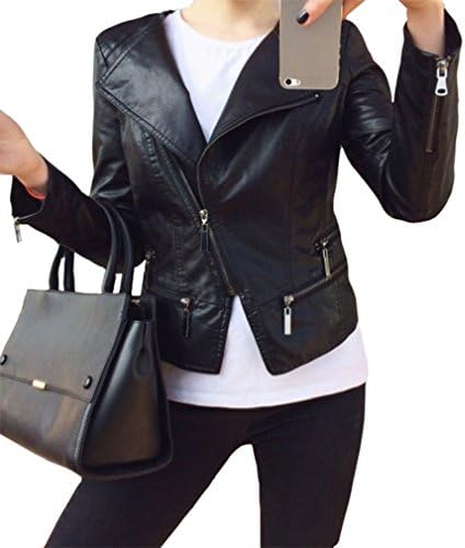 Faux Soft Leather Jackets Autumn Winter Women Pu Black Blazer Zippers Coat Motorcycle Outerwear Pimkie