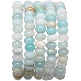 BEADIA Natural Amazonite Stone Rondelle 5x8mm Loose Semi Gemstone Beads for Jewelry Making 38cm