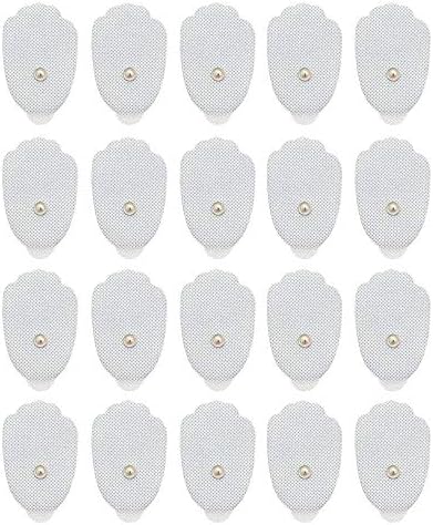 Tens Unit Electrode Pads Snap on Reusable Self-Adhesive Replacement Massage Pads Pack of 20(10 Pairs）