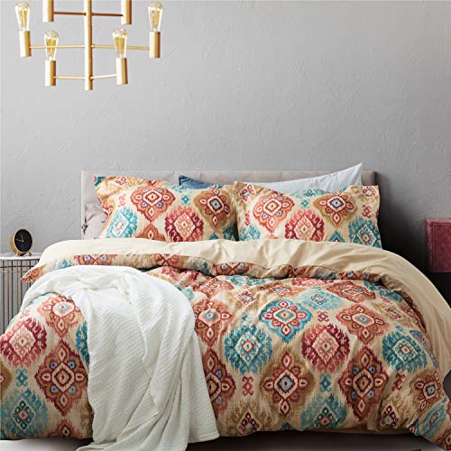 Bedsure Bohemian Duvet Cover Queen Size with Zipper Closure, Super Soft