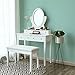 SONGMICS Wooden Duet Piano Bench with Padded Cushion and Music Storage White ULPB75WT