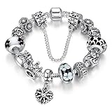 ATE Charm Bracelet “Queen” Crystal Murano Glass Beads Safety Chain Women JW-B110