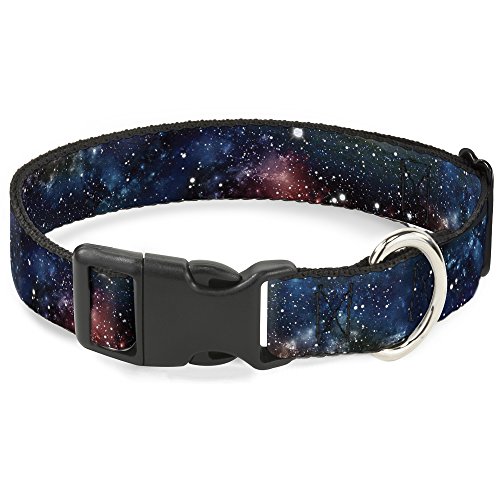 Buckle-Down 8-12" Space Dust Collage Plastic Clip Collar, Narrow Medium