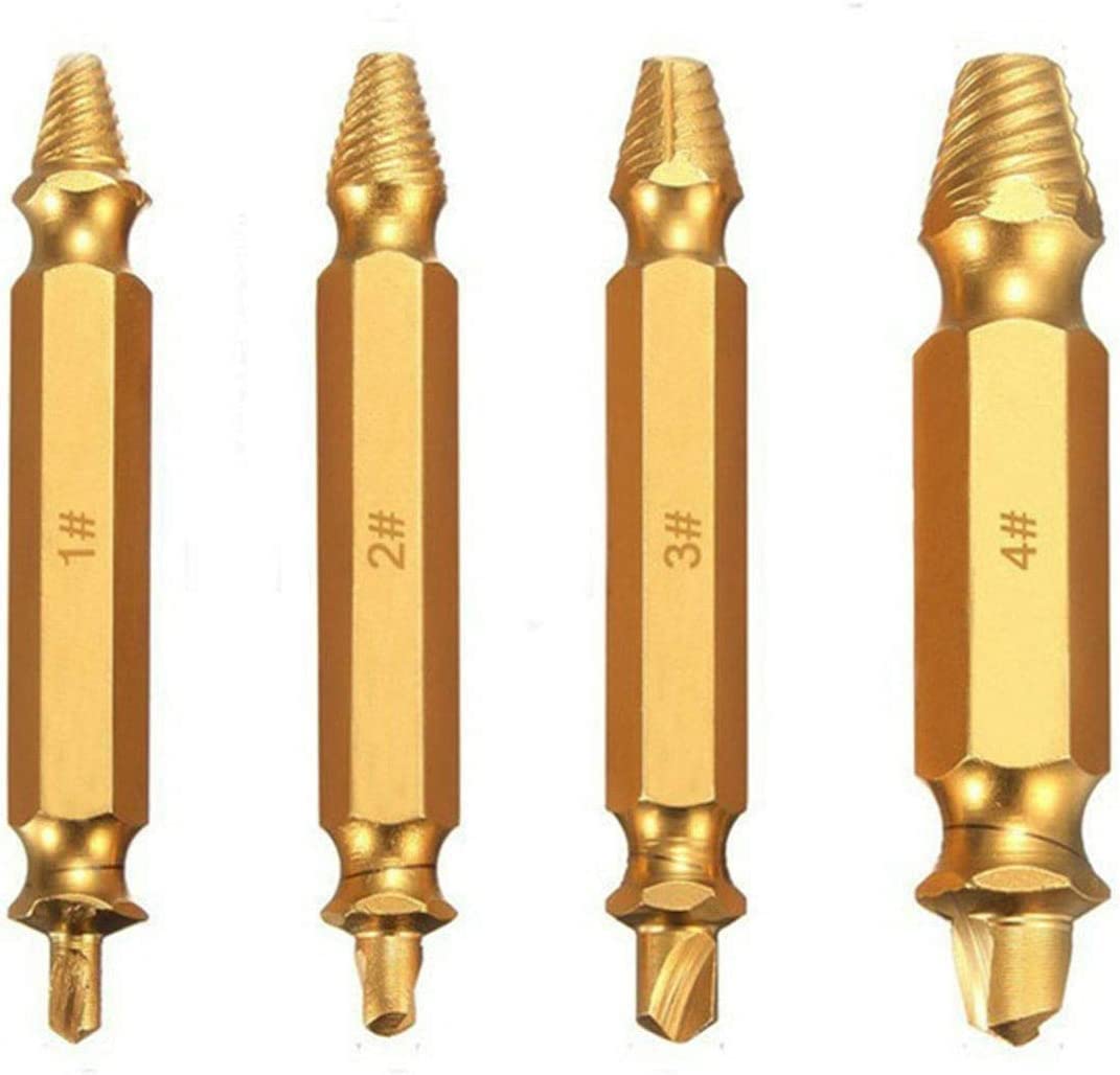 4 Pcs Extractor Drill Bits 4 in 1 Screw Guide Set Damaged Screw Extractor Kit Bolt Remover 3-5mm,4-8mm,5-10mm,6-12mm