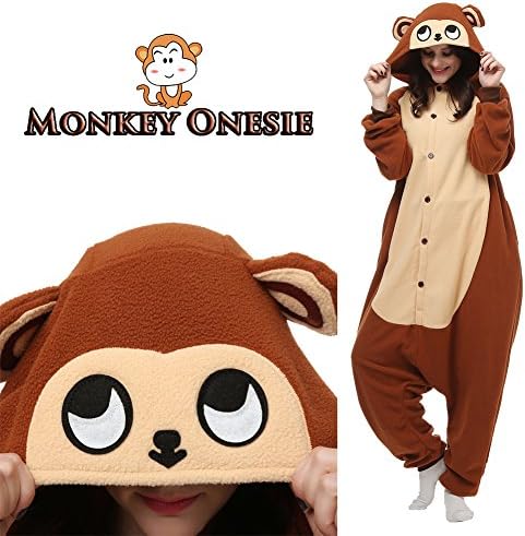 Amazing Cosplay Unisex Adult Animal Onesie Kigurumi Pajamas Cosplay Costumes or Loungwear (XL, Brown Monkey)