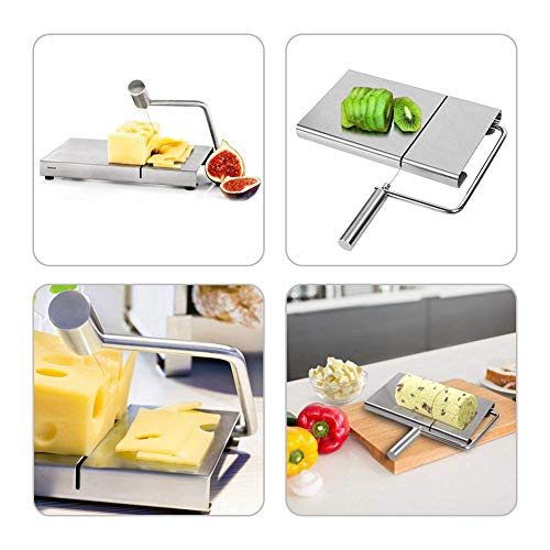 DricRoda Cheese Slicer, Stainless Steel Cheese Cutter, Wire Cheese Slicer for Cheese, Butter, Cakes, with 5 Replaceable Cheese Slicer Wires
