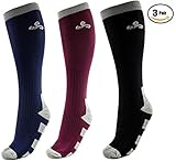 3 Pairs Men & Women Compression Performance Socks for Athletic , Sports, Running, Nurses, Shin Splints, Flight Travel, Pregnancy, Circulation, and Recovery