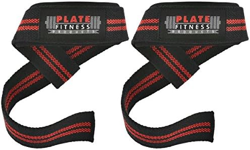 Lifting Wrist Straps by Plate Fitness Products- Use for Weightlifting, Powerlifting, Bodybuilding, Crossfit- Thick, Comfortable Workout Wrist Straps For Active Men/ Women (Red)